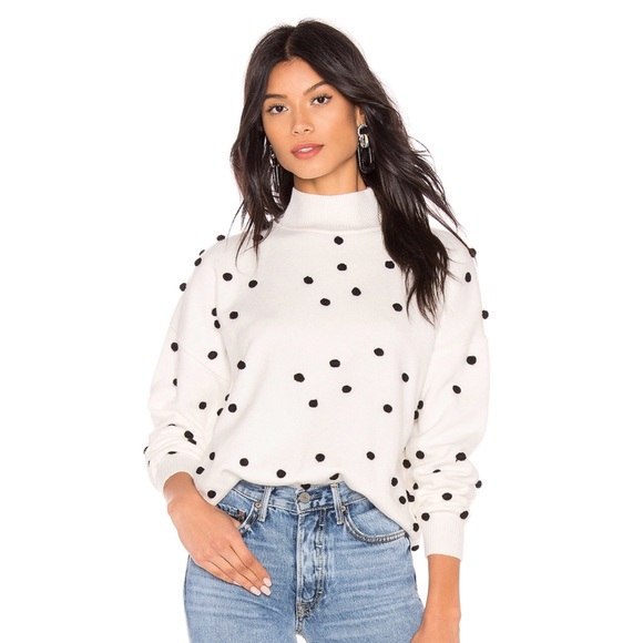Revolve LPA Teza sweater in cream polka dot knit
